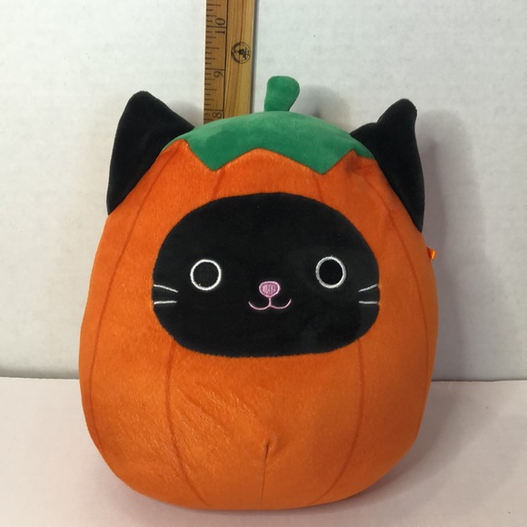 Squishmallow Calico Black Cat Pumpkin Halloween Jack O Lantern Plush Stuffie - Picture 4 of 4